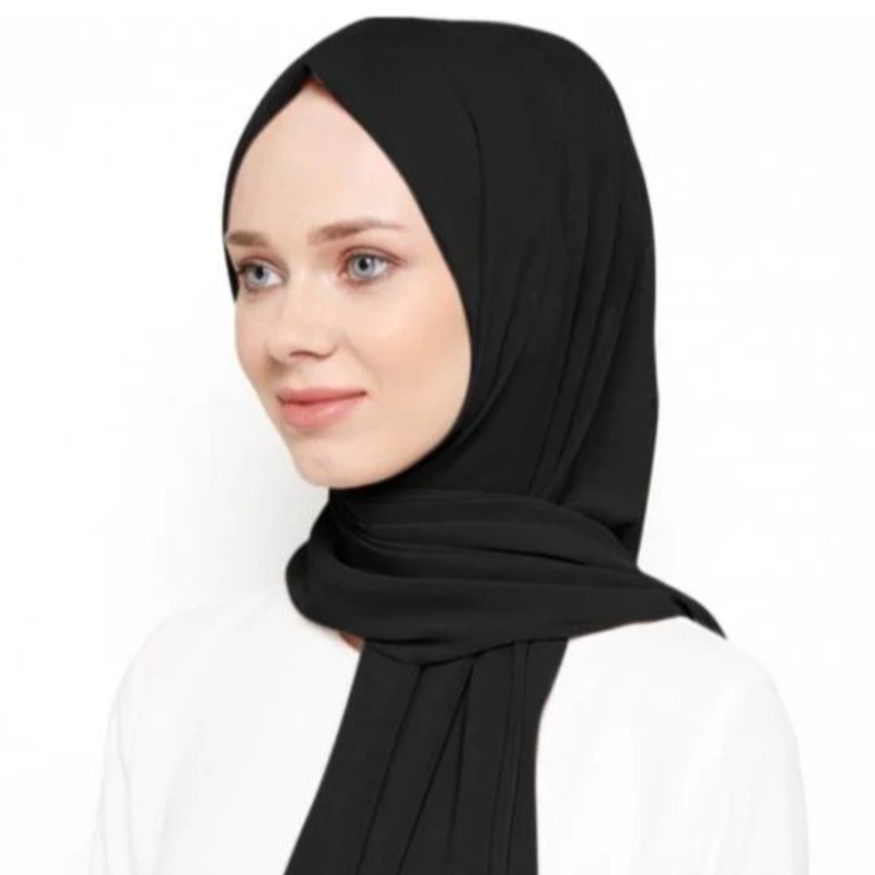 Plain  blackHijab with Cap