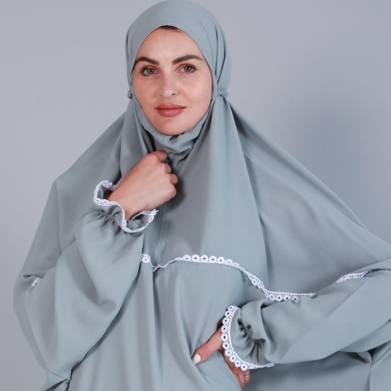 Premium Islamic Prayer Dress In Chrome Grey