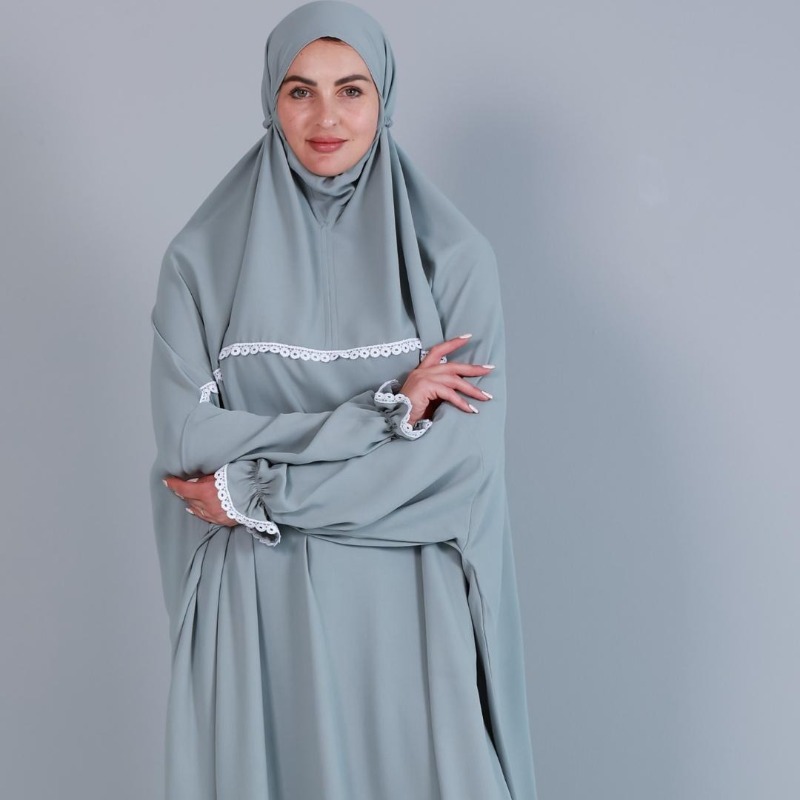 Premium Islamic Prayer Dress In Chrome Grey